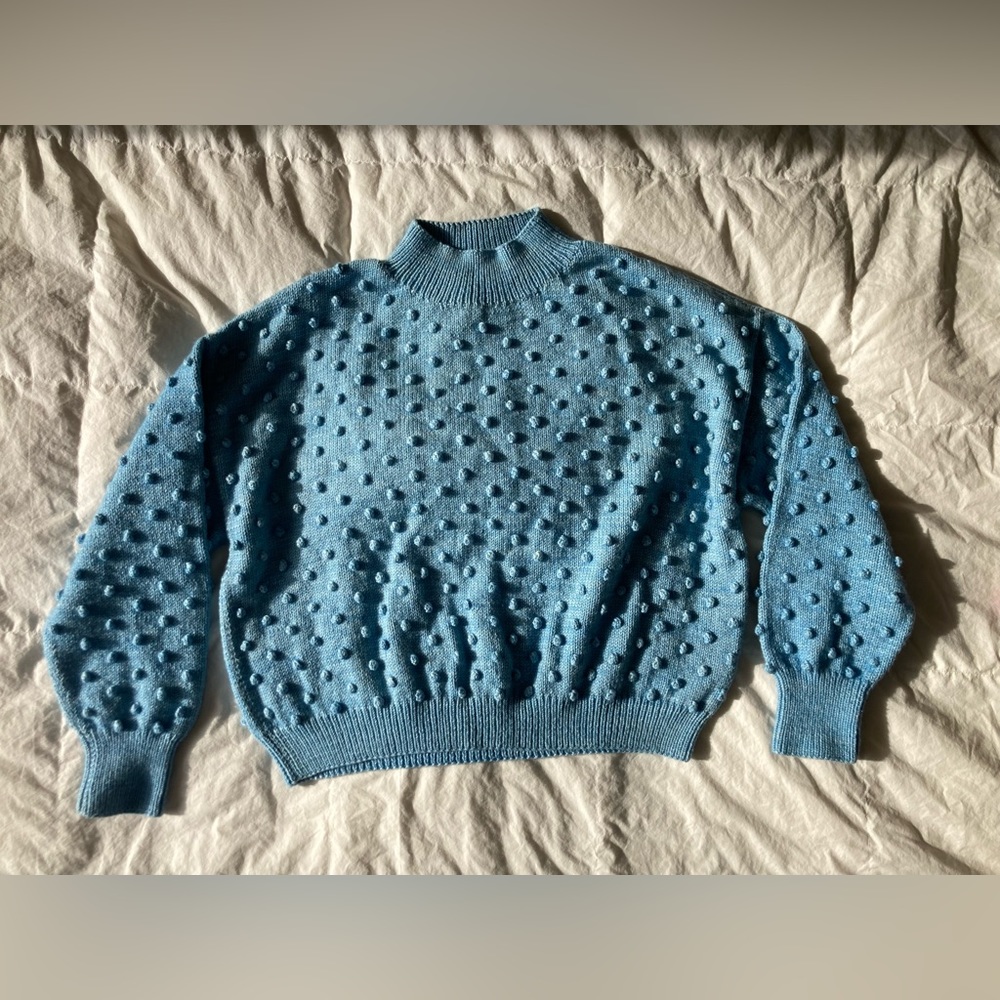 Misha and puff faded denim popcorn pullover